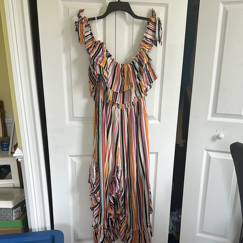 Miss Me Red and Orange Ruffled Tiered Sundress